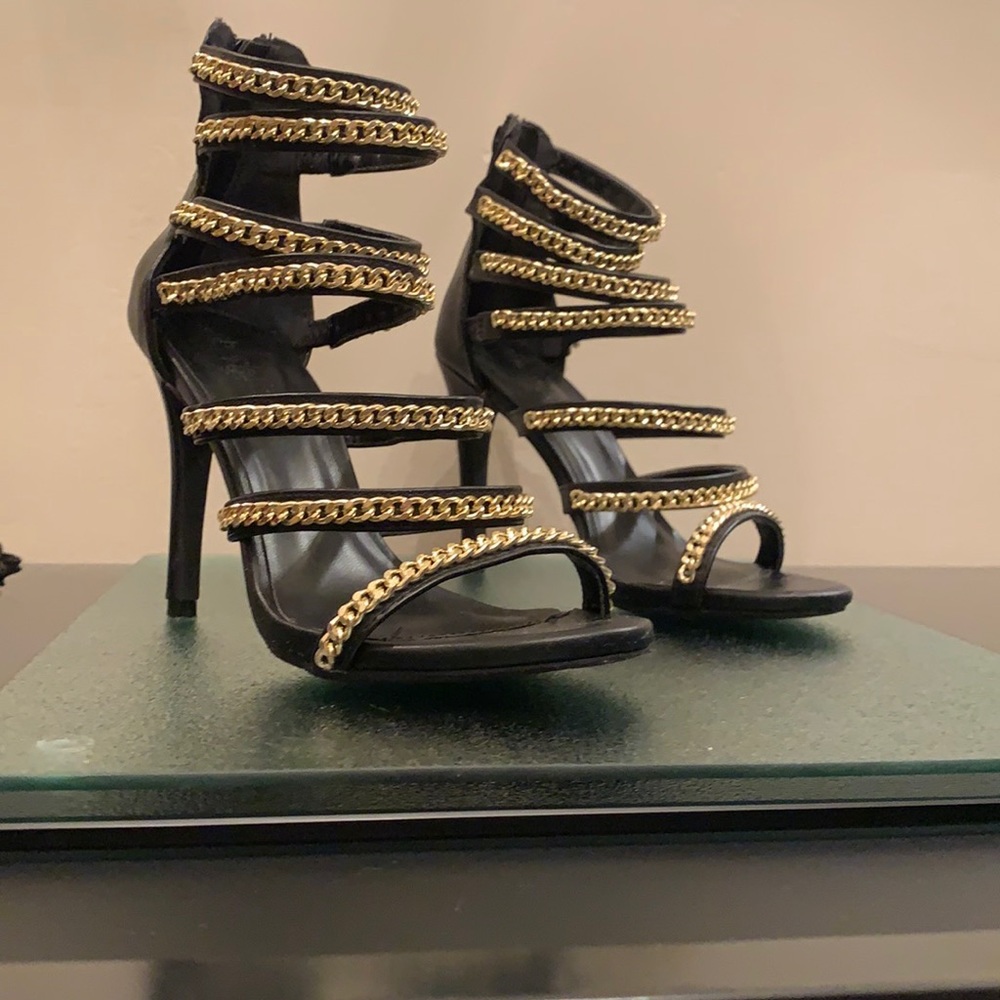 Black & gold chain heels from Charlotte Russe
